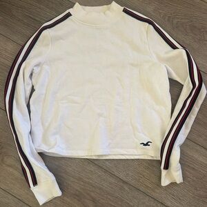 Hollister Cream Sweatshirt with Striped Accents SMALL